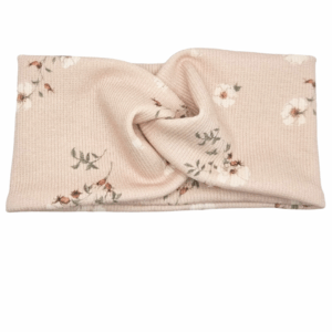 Opaska szeroka przeplatana na głowę nude w kwiatuszki