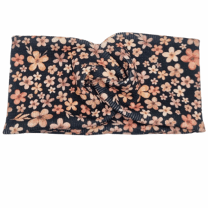 Opaska szeroka przeplatana na głowę czarna w małe kwiatuszki