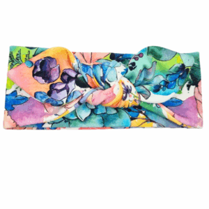 Opaska z kokardą kolorowe duże kwiaty