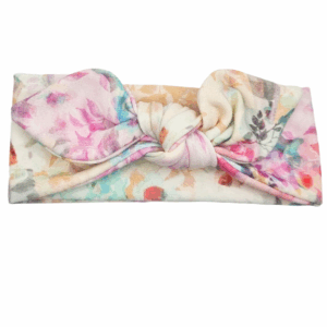 Opaska z kokardą pastelowe kwiaty