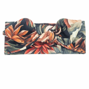 Opaska z kokardą czarna w kwiaty