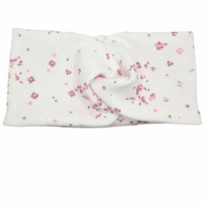 Opaska szeroka przeplatana na głowę biała w mini kwiatuszki