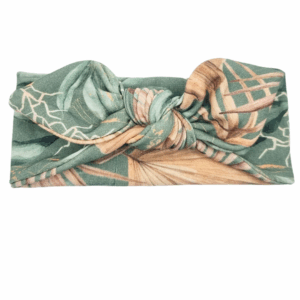 Opaska z kokardą zielona w listki