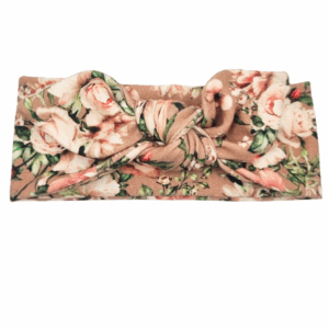 Opaska z kokardą ciemny beż w kwiatuszki