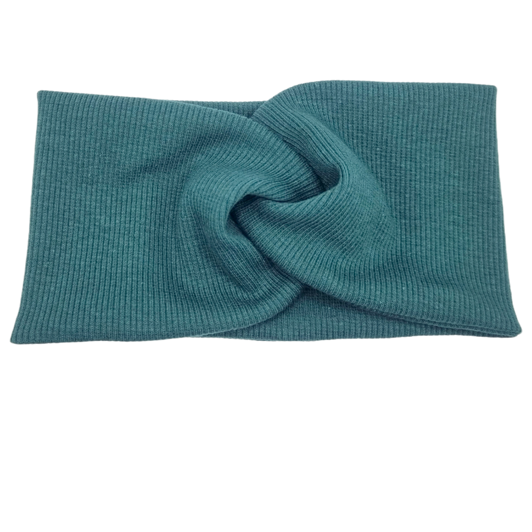 Opaska szeroka przeplatana na głowę butelkowa zieleń