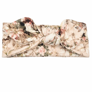 Opaska z kokardą beżowa w kwiatuszki