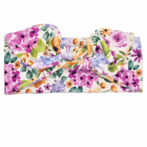 Opaska z kokardą biała w kolorowe kwiatuszki