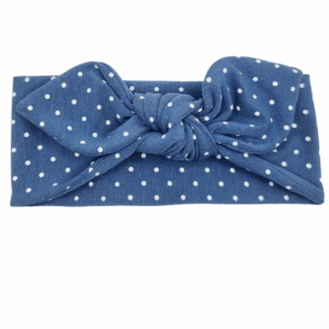 Opaska z kokardą granatowa w białe groszki