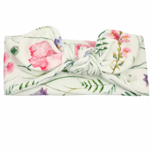 Opaska z kokardą ecru w kwiatki