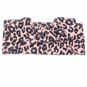 Opaska z kokardą panterka na różu