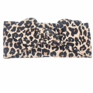 Opaska z kokardą panterka na beżu