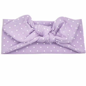 Opaska z kokardą fioletowa w białe groszki