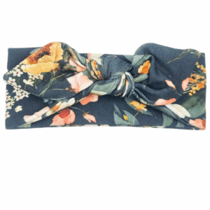 Opaska z kokardą granatowa w kwiatki