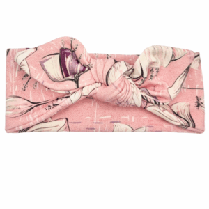 Opaska z kokardą różowa w kwiaty