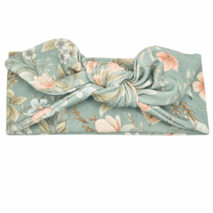 Opaska z kokardą szałwia w kwiatuszki