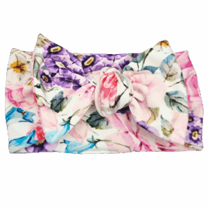 Opaska szeroka z kokardą kolorowe kwiaty