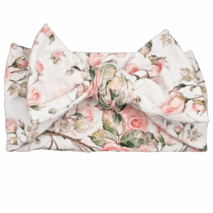 Opaska szeroka z kokardą biała w neonowe róże