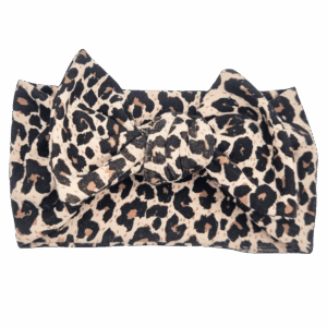 Opaska szeroka z kokardą panterka na beżu