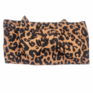 Opaska szeroka z kokardą panterka na karmelu