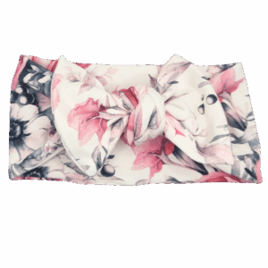 Opaska szeroka z kokardą śmietankowa w kwiaty