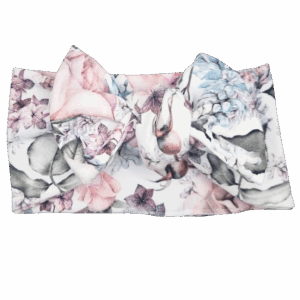 Opaska szeroka z kokardą mroźne kwiaty