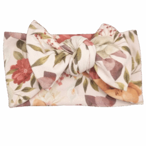 Opaska szeroka z kokardą beżowa w jesienne kwiaty