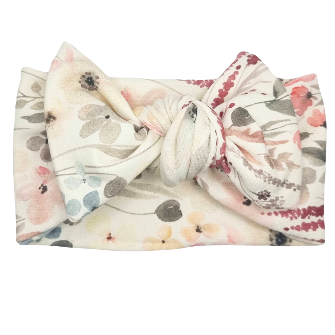 Opaska szeroka z kokardą polne kwiaty