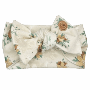 Opaska szeroka z kokardą beż w kwiatki