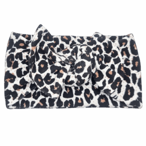 Opaska szeroka z kokardą panterka na bieli