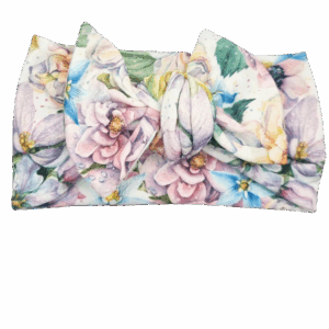 Opaska szeroka z kokardą duże kolorowe kwiaty