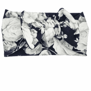 Opaska szeroka z kokardą czarna w kwiatki