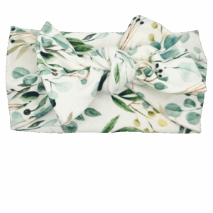 Opaska szeroka z kokardą ecru w eukaliptus