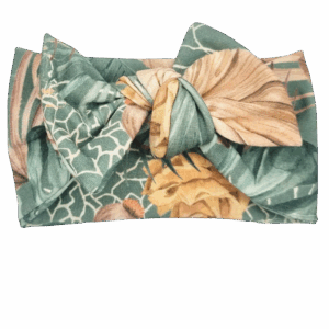 Opaska szeroka z kokardą zielona w listki