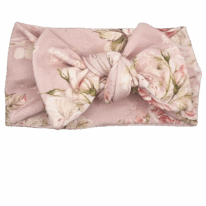 Opaska szeroka z kokardą róże na brudnym różu