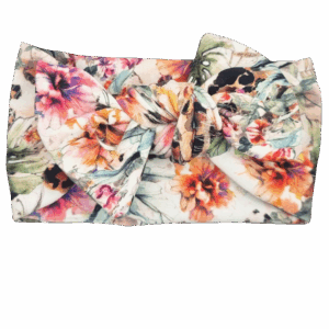 Opaska szeroka z kokardą kwiatuszki i panterka