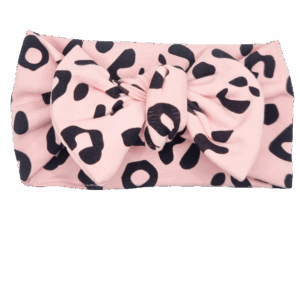 Opaska szeroka z kokardą jasny róż w cętki