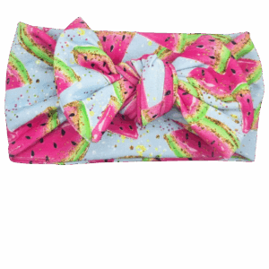 Opaska szeroka z kokardą błękitna w arbuzy