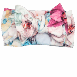 Opaska szeroka z kokardą duże pastelowe kwiaty