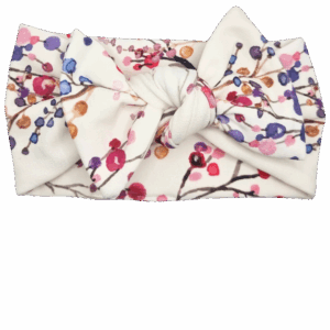 Opaska szeroka z kokardą ecru w kolorową jarzębinę