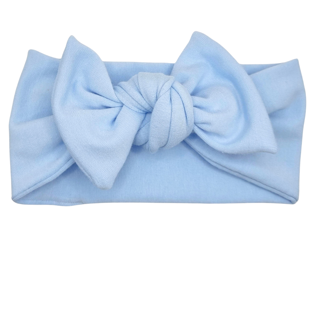 Opaska szeroka z kokardą błękitna