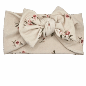 Opaska szeroka z kokardą beżowa w drobne kwiatuszki
