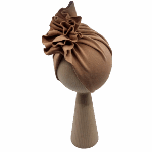 Czapka turban falbanka brązowa