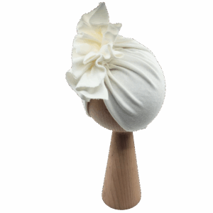 Czapka turban falbanka ecru