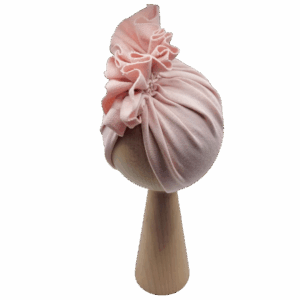 Czapka turban falbanka jasny brudny róż