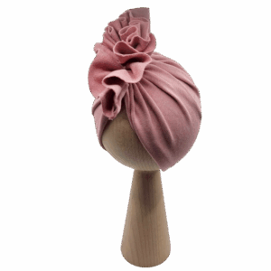 Czapka turban falbanka ciemny brudny róż