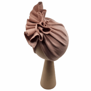 Czapka turban falbanka bardzo ciemny brudny róż