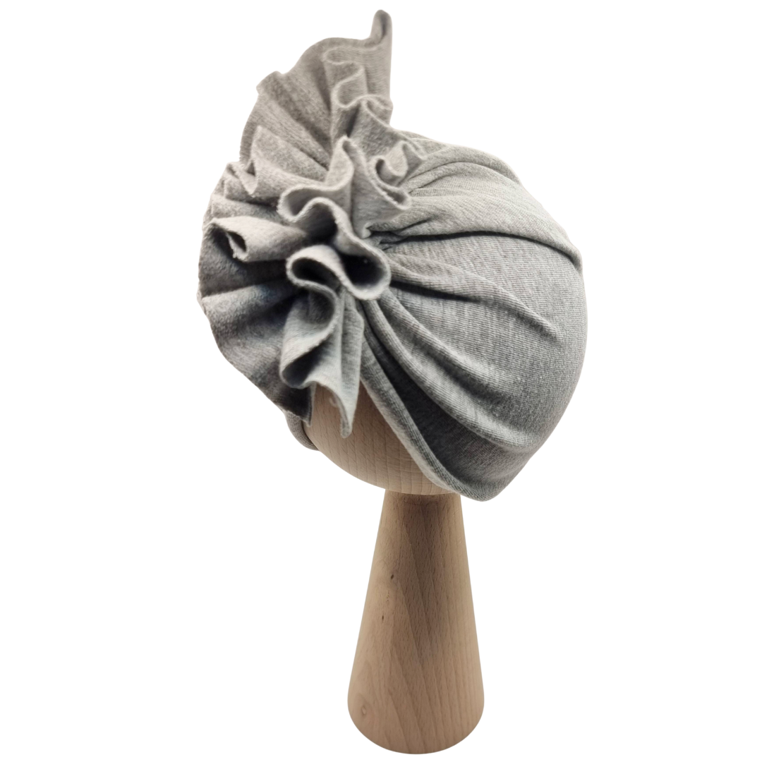 Czapka turban falbanka szara