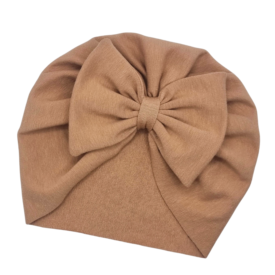 Turban z kokardką brązowy