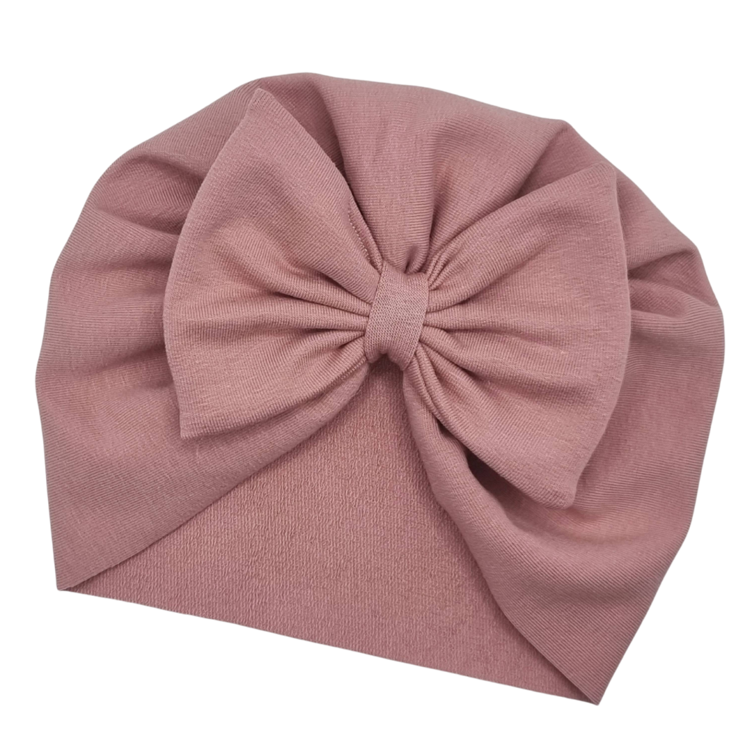 Turban z kokardką ciemny brudny róż