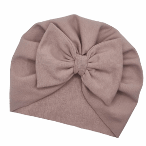 Turban z kokardką bardzo ciemny brudny róż